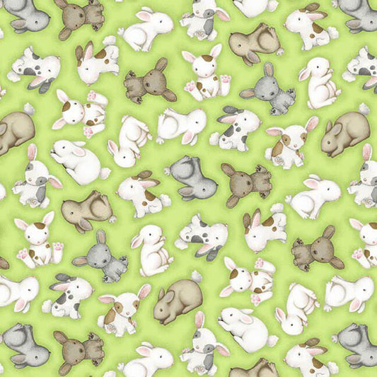Clearance Farm Babies - Tossed Bunnies on Green #55666