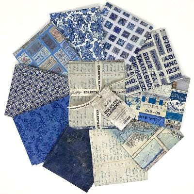 Tim Holtz Indigo Palette Collection - Fat Qtr Bundle of 9