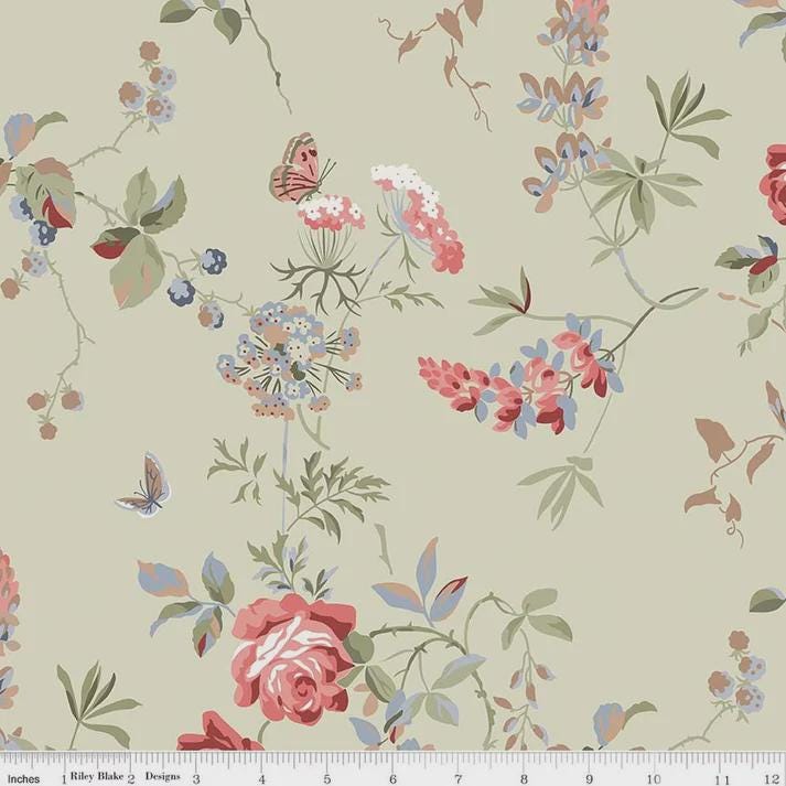 Anne Of Green Gables Floral Sage Wideback 108 #AGG108