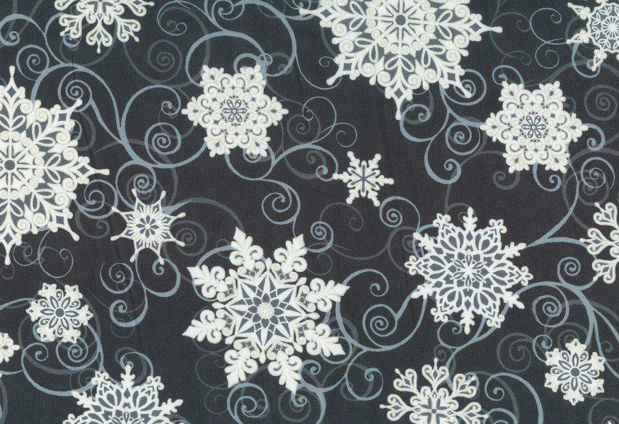 Falling Snowflakes- Black-Wide Backing 108" #FS108