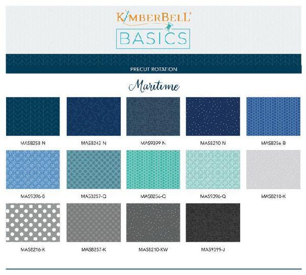 Kimberbell Basics Maritime by Maywood Studio Fat Quarter Bundle of 14 Pcs. # FQ-MASKBB-MARI