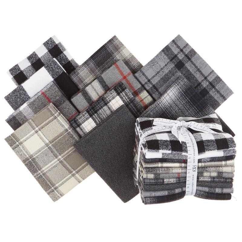 Robert Kaufman Mammoth Flannel/Colorstory Black 10 Pc fq Bundle #784626946156